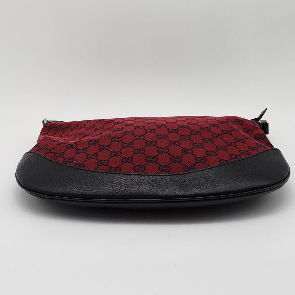 Authentic Gucci GG Canvas Crossbody Red/Black Monogram Leather Trim Shoulder Bag - Picture 10 of 16